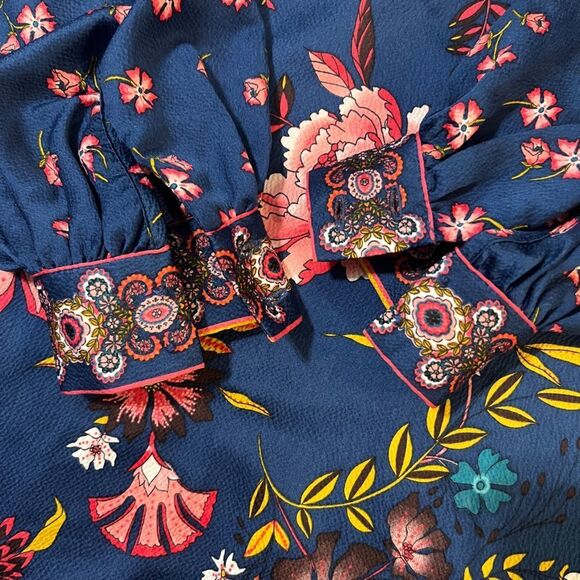 Loft Wildflower Satin Shift Dress Blue Pink Floral XS - Picture 8 of 11